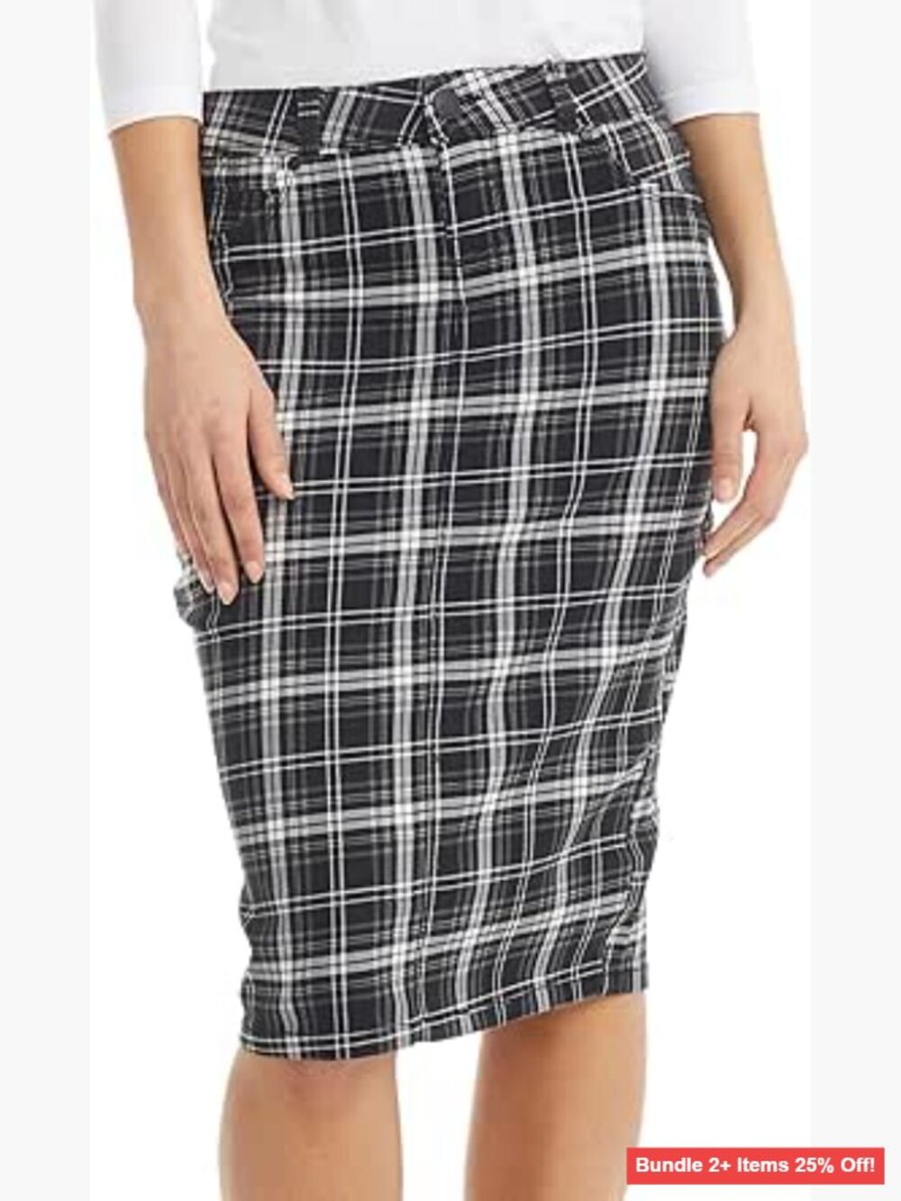 Knee Length Denim Pencil Skirt with Pockets, Size 6, Stretch Cotton Blend